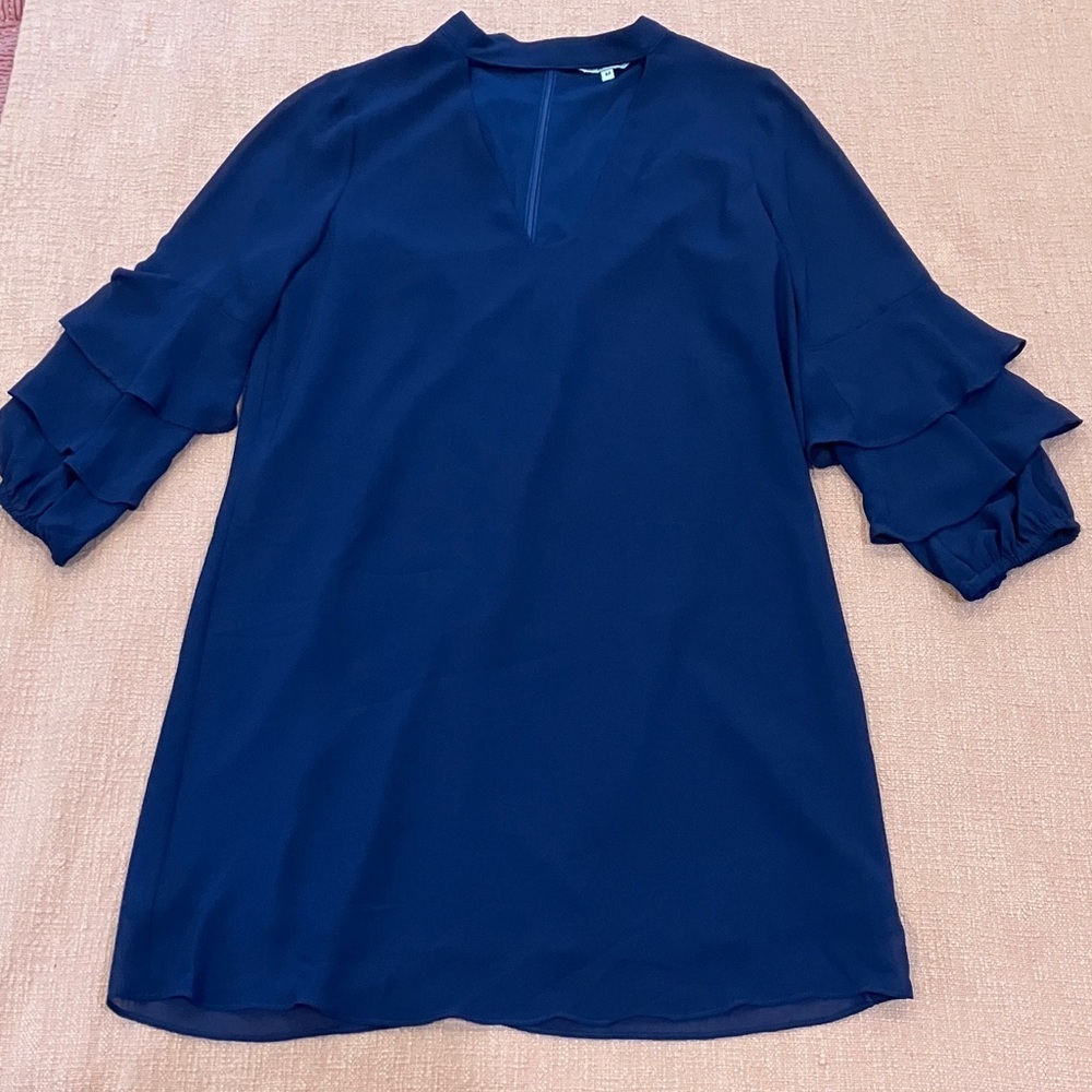 Naked Zebra  v-neck Navy Blue Mini Dress